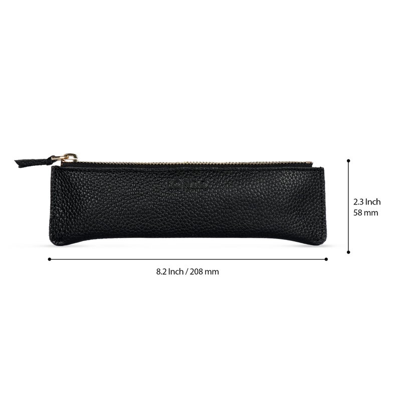 Londo Zippered Genuine Leather Pen and Pencil Case Cosmetic Pouch - Image 2